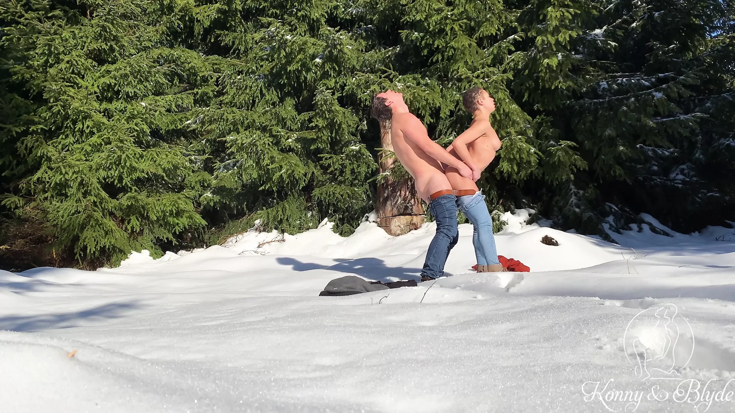 Konny and Blyde having sex in a snowy winter forest in public. Almost got caught! - Full XXX Movies | ePornHIT.