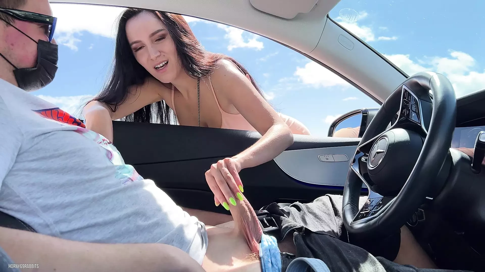 Sexy stranger in a short dress sucks cock in  a public parking lot - Full XXX Movies | ePornHIT.