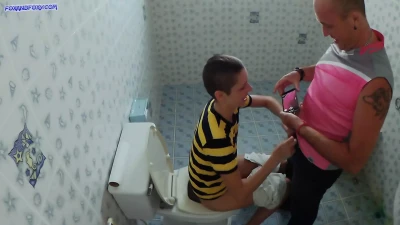 Cum inside me! Sex in public toilet and creampie